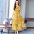 Women&#39;s fashion floral dress waist long short sleeve a word  casual wear