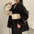 Alien Kitty Turn-down Collar Patchwork Faux Fur Coat Thicken Zipper Lantern Sleeve Lamb Wool Coat New Korean Basic Fashion