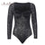 ArtSu Women Long Sleeve Casual Bodysuits Fashion V-Neck Black Leopard Print See Through Sexy Velvet Mesh Bodysuit Club Wear 2022
