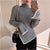 Turtleneck Women Sweater Autumn Winter New Side Slit Pullover Tops Korean Fashion Knit Sweaters Long Flare Sleeve Basic