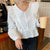 New Korean Chic White Blouse Women Ruffles Tops Casual Long Sleeve Shirts Sweet V-neck Button Shirt Blusas Mujer De Moda 11666