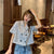 Blouses Shirts Women Plaid Crop Top Vintage Korean Style Sweet Notched Ins Fashion Slender Leisure Chic All-match Summer Loose