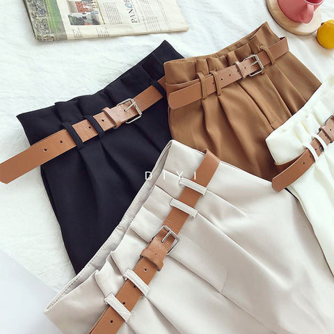 ITOOLIN Office Lady 2022 Spring Women Shorts Solid Suits Shorts With Sashes Female With Pockets Casual Shorts Korean Women