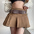 HEYounGIRL Casual Brown Pleated Mini Skirt Ladies High Waisted Short Skirts Womens with Belt Korean Fashion 90s Summer Street