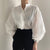 Blusas Puff Sleeve White Shirts Blouse Women New Spring Single-breasted Shirt Tops See Through Sexy Loose Blouse Female 11256