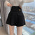 Women Black Pleated Skirts High Waist Mini Skirt Metal Letter D Design A-Line Clubwear Korean Sexy Streetwear Show Casual Z325