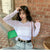 OUMEA Women Sheer Mesh Top Long Sleeve High  Neck Beach Cover-up Mesh Tshirts Summer Candy Color Beachwear Ruched Sleeve Tees