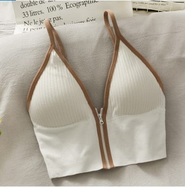 HELIAR Women Ziper Fly Cotton Crop Tops Sexy Underwear lingerie Tops Women Tube Top Y2K Crop Tops Women Summer