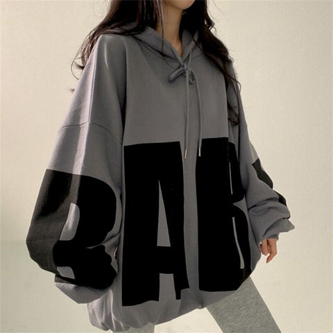 Fashion Letter Printing Hoodies Women 2022 Spring Autumn Thin Street Sports Loose Large Size Casual Hooded Pullover Womens Tops