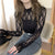 Korean Style Sexy Hollow Out White Lace Blouse Women High Neck Embroidery Elegant Blouse Sheer Undershirt Pullover Tops