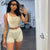 Dulzura Ribbed Knitted Women 2 Pieces Crop Top Tanks Biker Shorts Set Patchwork Tracksuit Streetwear Sporty 2022 Summer Outfit