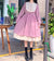 Japanese Style Autumn Women&#39;S Dresses O-Neck High Waist Slimming Contrast-Color Ruffled Sweet Lolita Dress Kawaii Clothing