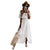White Maxi Party Dress for Women 2021 Summer Off The Shoulder Sexy Lace Dresses Woman Bohemian Asymmetrical Short Sleeves Dress