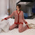 QSROCIO Women&#39;s Pajamas Set V Neck Design Luxury Cross Letter Print Sleepwear Silk Like Home Clothes XXL Large Size Nightwear