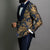 Navy Blue Floral Jacquard Prom Men Suits for Wedding 3 Piece Slim Fit Groom Tuxedo African Male Fashion Costume Jacket Pants