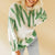 Print Knitted Sweater Women Elegant Green Striped Oversized Pullovers Women Winter Loose Long Sweaters Streetwear Sueter Mujer