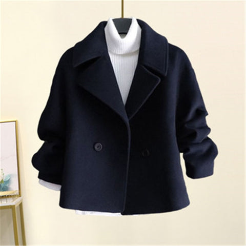 Woolen Jacket Women&#39;s Autumn Winter New Korean Version Of Solid Color Slim Long-sleeved Lapel Short Coat Temperament Commuting