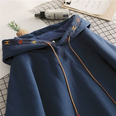 Oversized Design Sense Hoodies Women Casual Fashion Hoodie Autumn Winter Plus Velvet Thick Niche Embroidered Hooded Jacket Trend