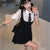 Women Dress Sets Preppy Style Slim High Street Girl Sweet Ins Puff Sleeve Shirts Pleated Dresses Student Harajuku Ulzzang JK Hot