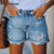 2022 All Match Blue Women Slim Hole Denim Shorts Fashion Casual Summer New Denim Shorts Sexy Solid Color Wash Streetwear Shorts