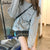 Jielur New Kpop Letter Hoody Fashion Korean Thin Chic Women&#39;s Sweatshirts Cool Navy Blue Gray Hoodies for Women M-XXL