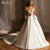 EVALOVE Luxury Scoop Neck Beading Cap Sleeve A-Line Wedding Dress Gorgeous Sashes Big Bow Court Train Satin Vintage Bridal Gown