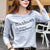 New Spring 2022 Korean Long Sleeve T-Shirts Women Solid Color Bamboo Cotton Winter Blue T Shirts Loose Coffee Letter O-Neck Tops