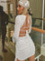 White Crochet Sexy Beach Dress Long Sleeve Backless Bodycon Summer Dress Women 2022 See Through Knit Cover Up Dress Mini
