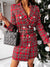 Office Lady Blazer Dress Women Notched Double Breasted Houndstooth print dress Elegant Autumn Long sleeve With Belt Dress 2XL