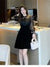 Autumn Winter New Women&#39;s Elegant Black Sequins Mesh Lace Hollow out Velvet Sheer Sleeve Slim Night Club Party Dress Spring 2023