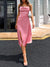 Celmia Cowl Neck Spaghetti Strap Midi Vestidos Satin Buttons Slit Hem Sexy Bodycon Robes Fashion Women Streetwar Party Dress