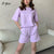 Blessyuki Summer 100% Cotton Sets Women 2022 New Casual Loose Two Pieces Short Sleeve T Shirts and High Waist Short Pants Suits