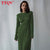 TTQV Winter O-Neck Green Women&#39;S Dress Elegant Long Sleeve Bodycon Midi Dresses Female Casual Pleated Dress For New Year 2022