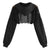 Black Hoodies for Women Crop Tops Mesh 2022 Hollow Out Patchwork Short Sweatshirt Long Sleeve Autumn Tops and Pullovers