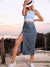 2022 Fashion New Single Breasted Knee Length Denim Skirt Women Streetwear Casual Pocket High Waist Straight Jeans Skirt