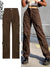 Rockmore Brown Vintage Baggy Jeans Women 90s Streetwear Pockets Wide Leg Cargo Pants Low Waist Straight Denim Trousers