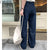 2022 tage High Waist Do Old Women&#39;s Jeans Loose Fashion Dark Blue Women Wide Leg Straight Pants Casual Ladies Mopping Trousers