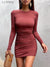 Elegant Bodycon Knitted Dress Woman Fashion White Ruched Autumn Winter Basic Dress Casual Sweater Short Dresses For Women 2022