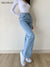 Okuohao Skinny Bell Bottom Jeans High Waist Stretch Straight Slim Fit Flared Denim Pants Fashion Casual Wash Black Y2k Trousers