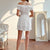 2022 Summer Collection Women Clothing Boho Off Shoulder Halter Elastic Waist Ruffle Hem Short Sleeve A Line Mini Dress