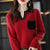 100%Wool Cashmere Sweater Women&#39;s Autumn Winter New Polo Lapel Fashion Loose Large Size Bottoming Knitted Sweater Top For Female