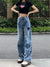 Cool Women Loose Vintage Pants Girl Fashion Harajuku Baggy Jeans Casual Funny Clothing Ins Gothic Trousers Summer Straight Jeans