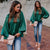 2022 New Autumn and Winter Fashion Autumn and Winter Fashion Satin Puff Long-sleeved Round Neck Solid Color Women Pullover Top