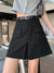 Womens Shorts Summer Korean Style Simple Belt Trendy Spring Workwear Thin A-line Culottes Short Woman Basic Candy Snack Shorts