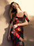 2022 Boho Print Cold Shoulder Vacation Beach Dress Women Summer Clothes Sexy See Through Spaghetti Strap Club Party Dress A1143
