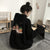 Vintage Black Baggy Pullover Letter Printing Fleece Sweatshirt Harajuku Lazy Wind Raglan Sleeves Drawstring Hoodie Spring Autumn