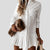 ULIYOU Women Spring Autumn Casual Lapel Mini Dress Button Ladies A-line Office Long Sleeve White Pleated Shirt Dress