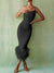 Mozision Elegant One Shoulder Feather Bottom Midi Dress For Women Robe Summer New Sleeveless Bodycon Long Dress Clubwear