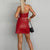 2022 Women&#39;s PU Leather Skirt Set Halter Neck Sleeveless V Neck Cross Tie-Up Vest + Solid Color Split Skirt