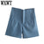 WXWT Women Solid Shorts High Waits Zipper Fly Shorts With Pockets Female Chic Casual Shorts Mujer Pantalon LY9385